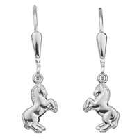 Echt Weiß Gold 333 MäDchen HäNger Pferde OhrhäNger Kinder Pony Pferd Ohrringe