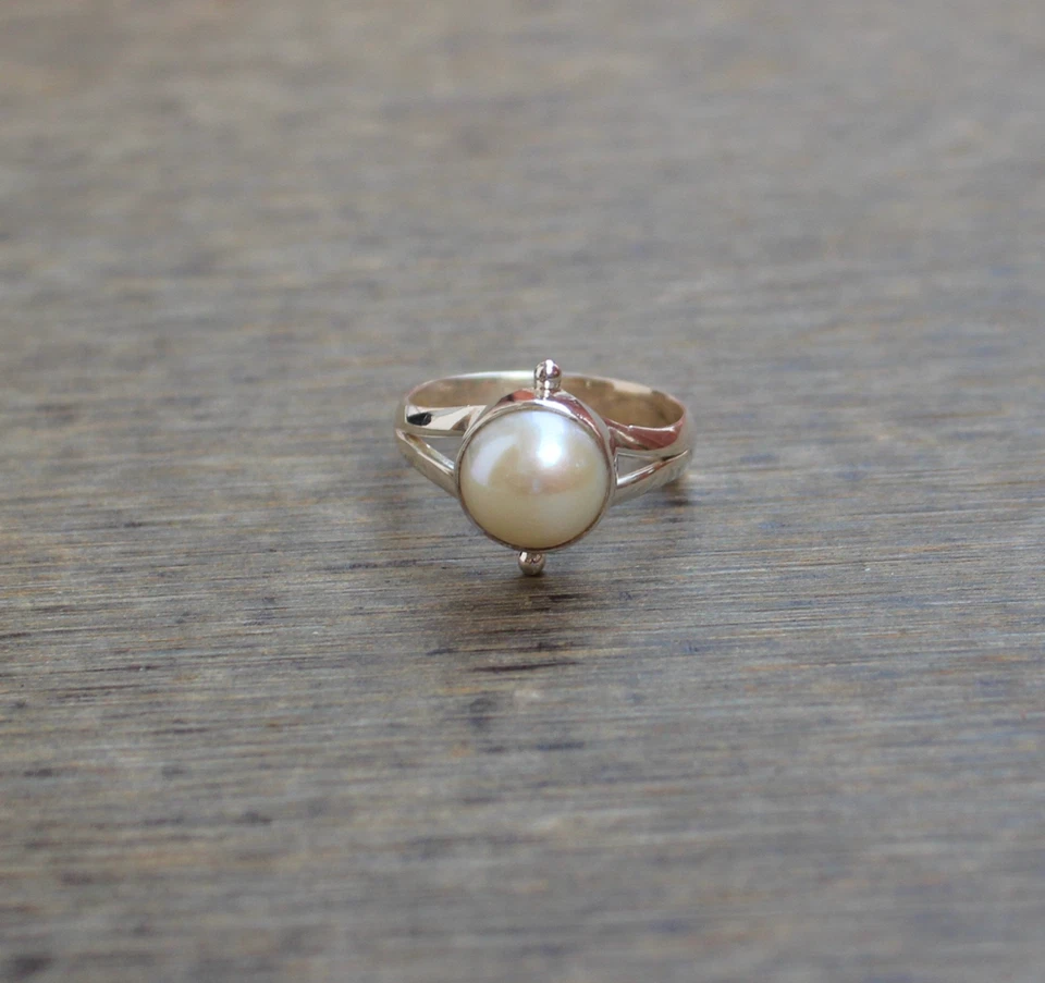 Pearl Gemstone Handmade Solid 925 Sterling Silver Stylish Ring All Size SR1203 - Image 4 of 4