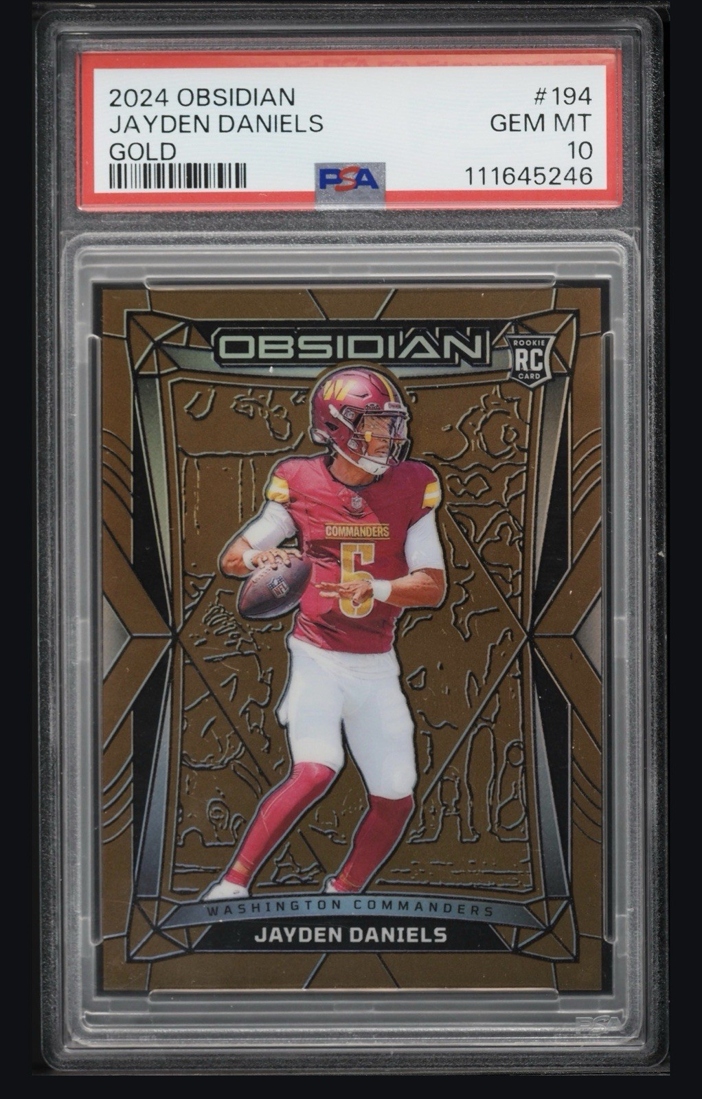 2024 Panini Obsidian Gold Jayden Daniels ROOKIE 10/10 #194 PSA 10 GEM MINT