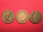 (3) 1863 INDIAN HEAD CENTS/PENNY,  FREE SHIPPING  (#389E)