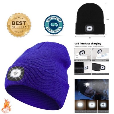 Rechargeable LED Beanie with Three Brightness Settings - Perfect Winter Gift
