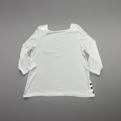 Chico's The Ultimate Tee Size 2 Large White Supima Cotton 3/4 Sleeve Top L