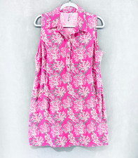 Lulu B Dress Womens L Pink Stretch Floral Popover Mini Beach Tennis