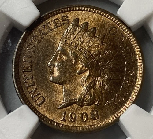 1908 Indian Head Cent NGC MS64 RB Exact Coin Imaged Almost Full Red