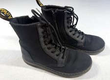 Dr. Martens Doc Combs Boots Sz 3 Youth Kids Black Combat Lace Up Canvas Zip Up