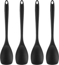 4 St&uuml;ck Kochl&ouml;ffel, 27cm R&uuml;hrl&ouml;ffel Schwarz Silikon Kochl&ouml;ffel Silikonl&ouml;ffel