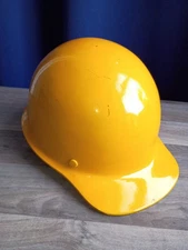 MSA Skullgard Fiberglass Yellow Hard Hat USA 1970s Vintage PPE Cap 