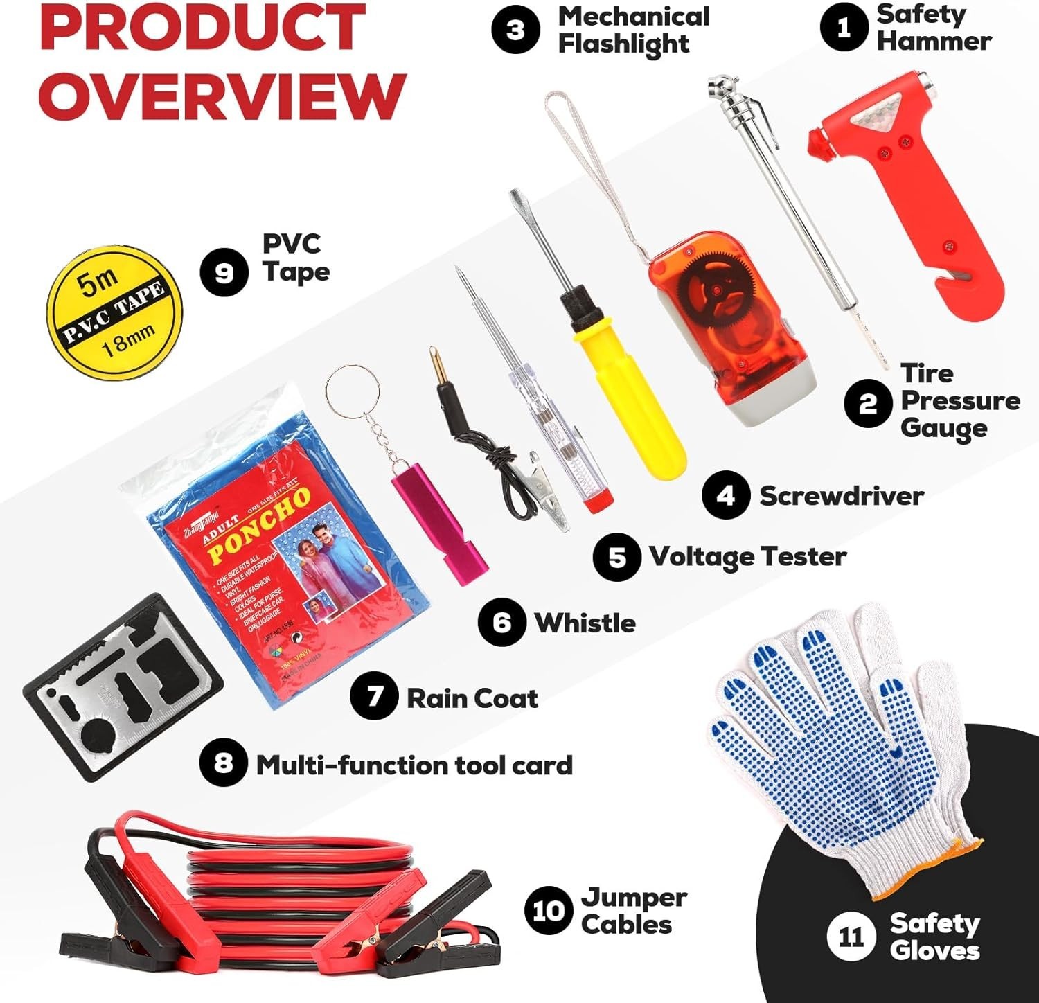 Car Emergency Kit,Auto Vehicle Truck Safety Emergency Road Side Assistance Kits