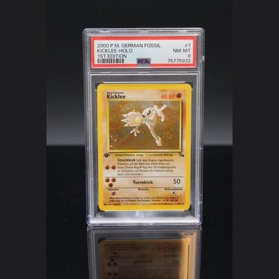 Kicklee Holo 7/62 Fossil 1st Edition 1999 Deutsch PSA 8