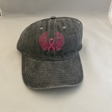 Breast Cancer Awareness Ball cap Hat Adjustable New Gray