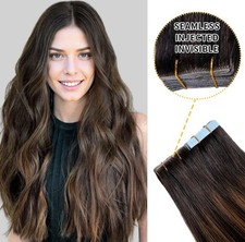 YILITE, P1B/6/T1B, Natural Black Balayage Invisible Tape In Extensions 20Pcs