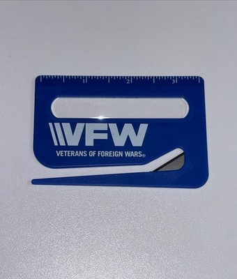 VFW Veterans of Foreign Wars Letter  Opener Ruler Magnifier Pocket Tool Blue