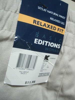 NWT BASIC EDITIONS WOMAN PLUS SZ 24 COTTON BLEND KHAKI PULL ON PANTS-ELASTIC WAI