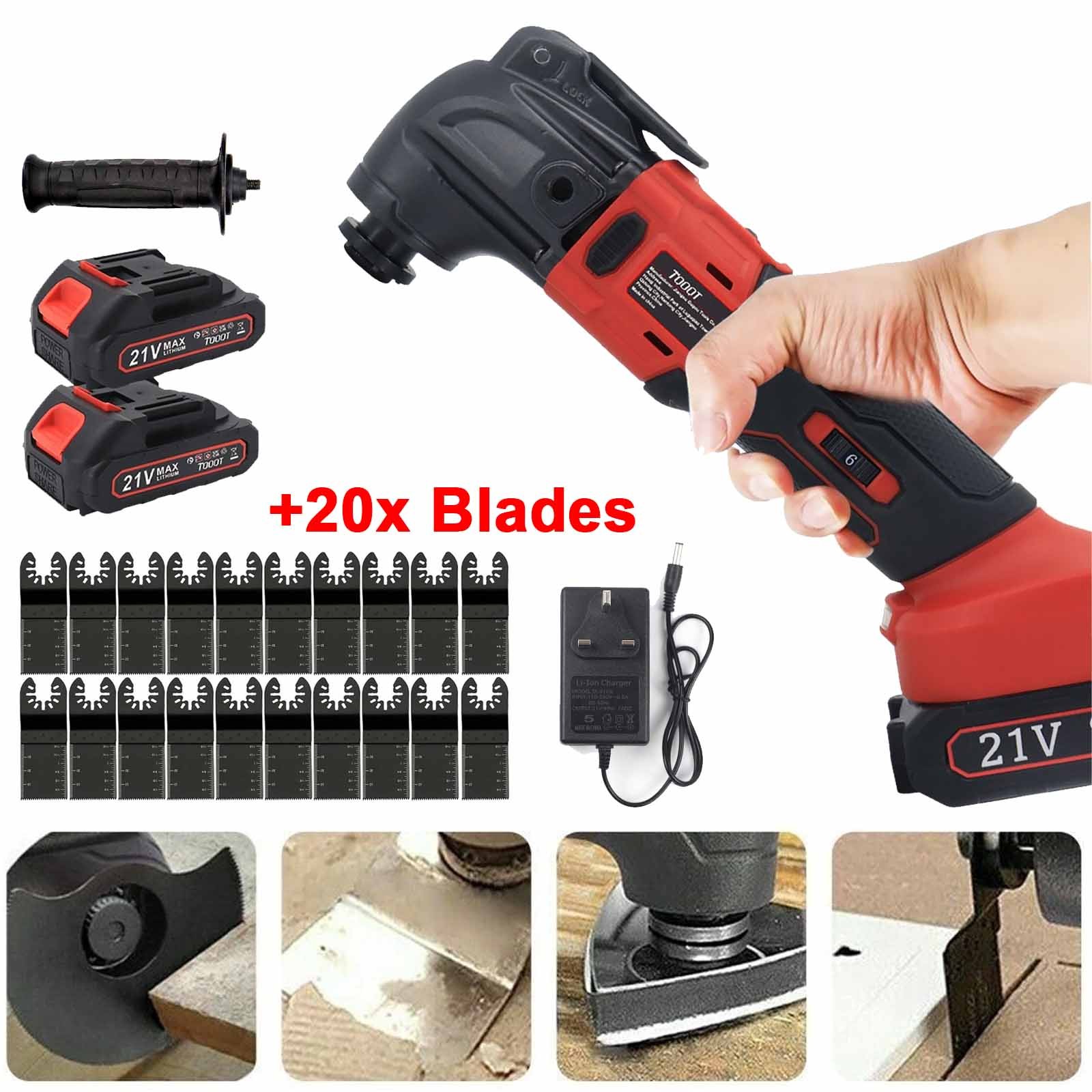 2 Batteries Oscillating Multi Tool Cordless Sander Scraper Saw with 20x Blades