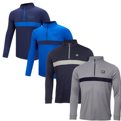 Herren DKNY Golf 1/4 Zip Top, leichter Stretch, blau/grau, NEU