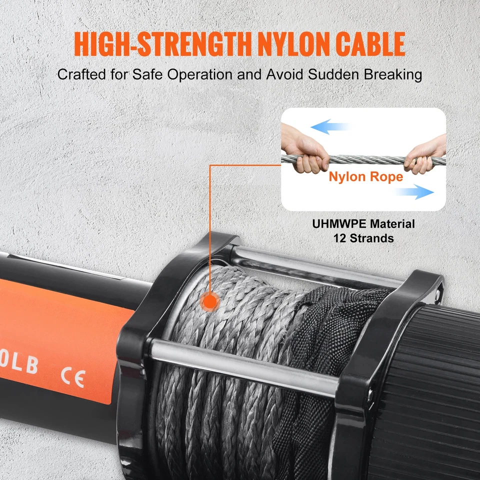 Cabrestante eléctrico ATV/UTV cuerda de nailon/acero cabrestante para remolque de camión Jeep todoterreno SUV Foto 4 de 4