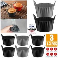 1-3 Pack Reusable Non-stick Large Silicone Baking Cups Cake Molds with Handles