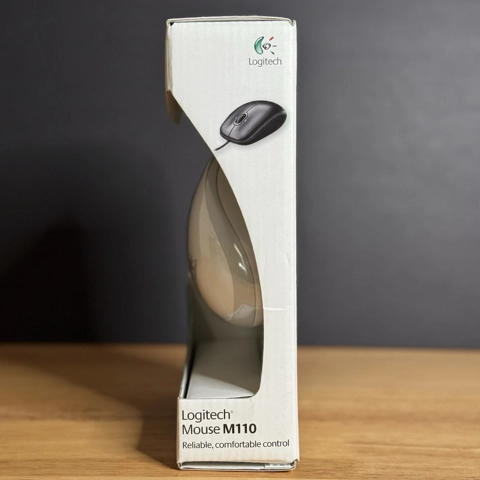 ⚡️NEW RARE Logitech M110 WHITE Full Size Wired USB Mouse Plug & Play ⚠️SEALED - Image 3 of 4
