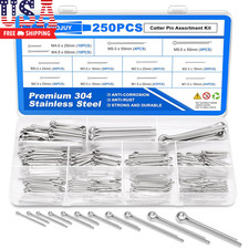 250pcs Cotter Pin Assortment Kit 12 Sizes 304 Stainless Steel Hardware Pins F