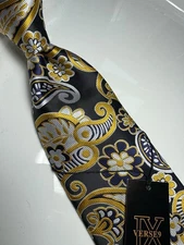 NWT VERSE 9 MULTI COLOR PAISLEY STYLE PRINT SILK DESIGNS NECK TIE & HANKY