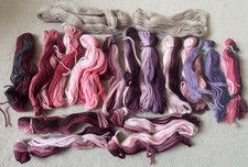 ca 200 gr. Konvolut Vintage Wollgarne zum Besticken, Basteln... rosa, lila Töne
