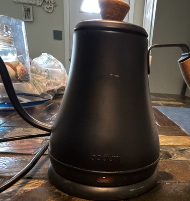BODUM 1L Corded Electric Kettle 1200W Stainless Steel Black Auto Shut-Off