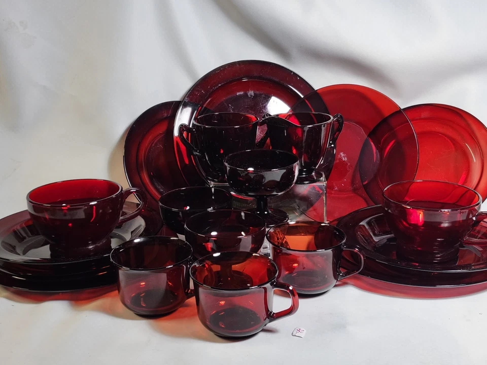 Juego de café rubí vintage 20 piezas tazas Durand/Sears platillos platos Sug & Cream Foto 3 de 4