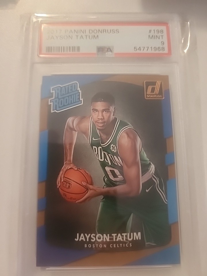 2017 Panini Donruss Jayson Tatum Rookie Card PSA 9 Mint Celtics #198 view 4