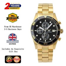 NEW EMPORIO ARMANI AR5857 MEN'S STAINLESS STEEL GOLD STRAP & BLACK DIAL 43MM