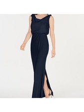 BETSY  ADAM Womens Navy Sleeveless Full-Length Sheath Evening Dress 4