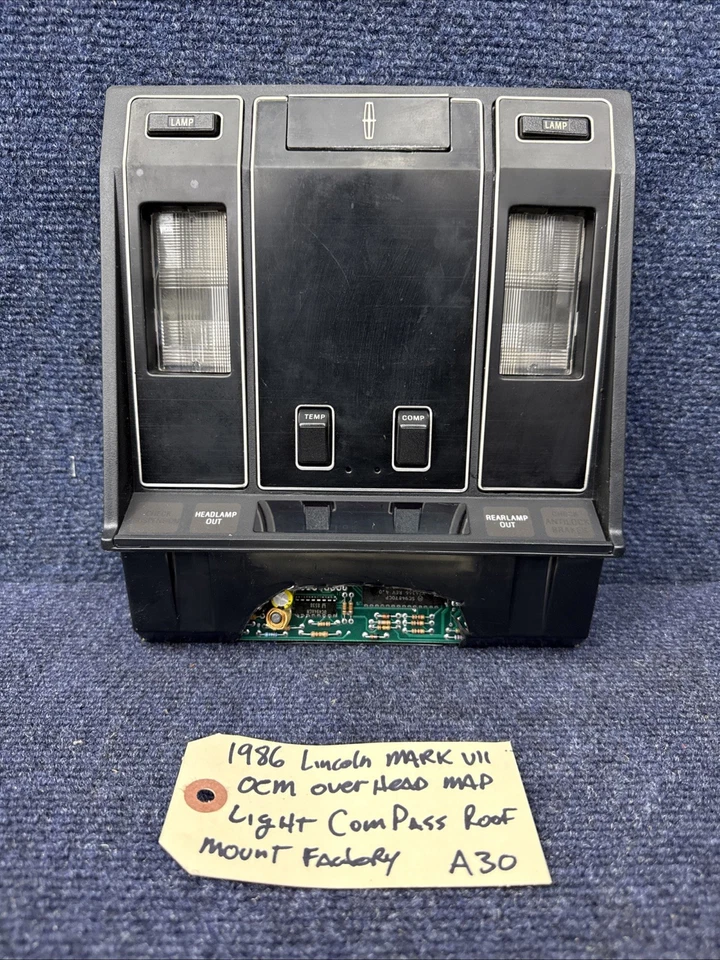 1984-1992 LINCOLN MARK VII Overhead Map Light Compass Roof Some Console Black - Image 2 of 4