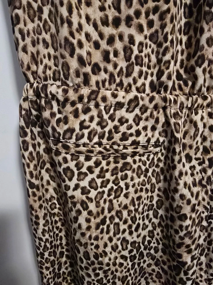 Mono utilitario Ralph Lauren marrón leopardo sin mangas con cordón cintura 14 Foto 3 de 4