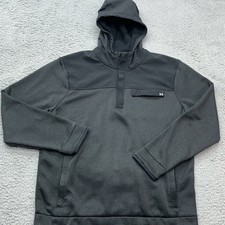 Under Armour Storm 1/4 Zip Hoodie Mens L Gray Black Chest Pocket Gorpcore