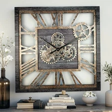The Gears Clock AMERICA LINE WALL CLOCK SQUARE 24 INCH CARBON GREY