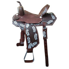 Leather Western Barrel Saddle Handmade Tooled Horse Racing Trail Tack Equestrian