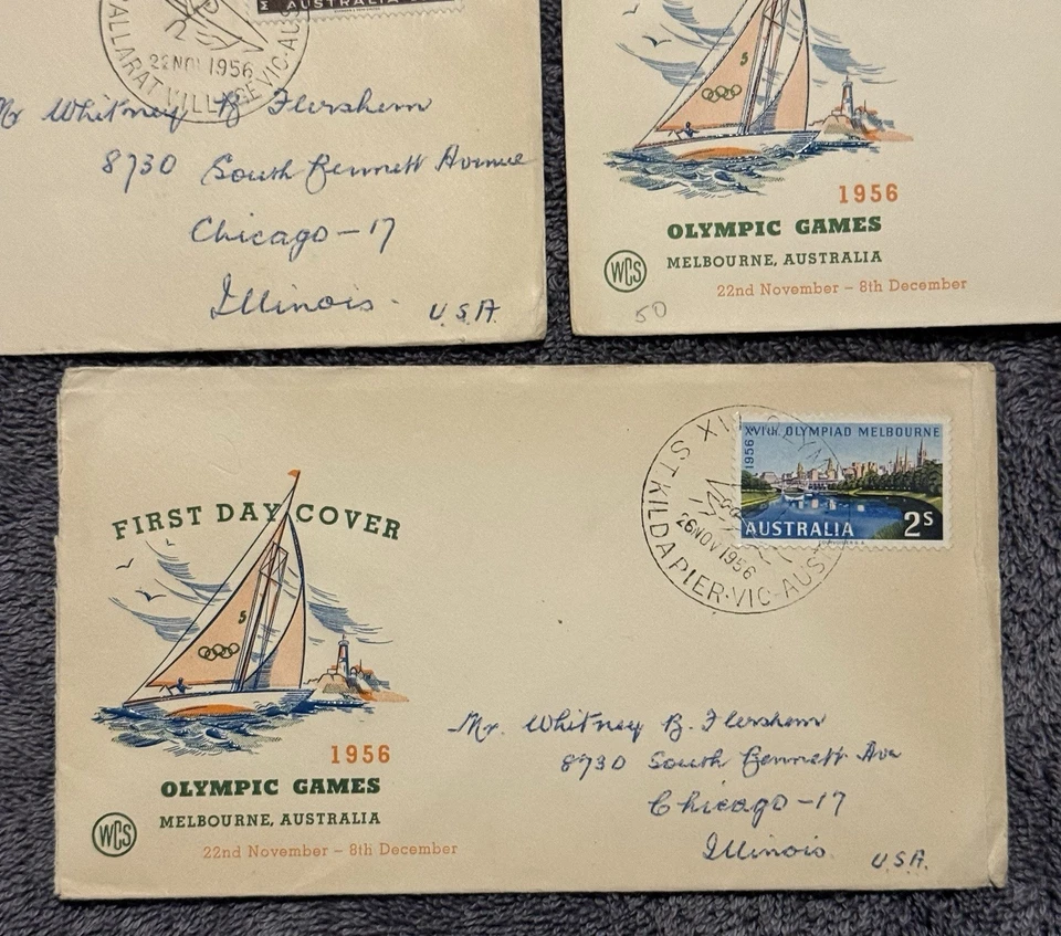 1956 Melbourne Olympics Australia FDC Lote (7) WCS e Lembrança Oficial, Pictorial - Imagem 2 de 4