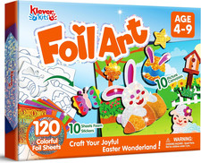 Kids Easter Foil Art Kit Mess Free Craft Foam Sticker Basket Stuffer Toy Age 4