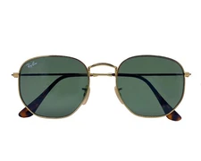 Ray-Ban Sunglasses RB3548N Hexagonal Flat Gold Frame Green Classic Lens 54mm