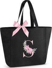 Tote Bag, A-Z Initial Monogrammed Waterproof Tote Bag, Bridesmaid Gifts for Wome