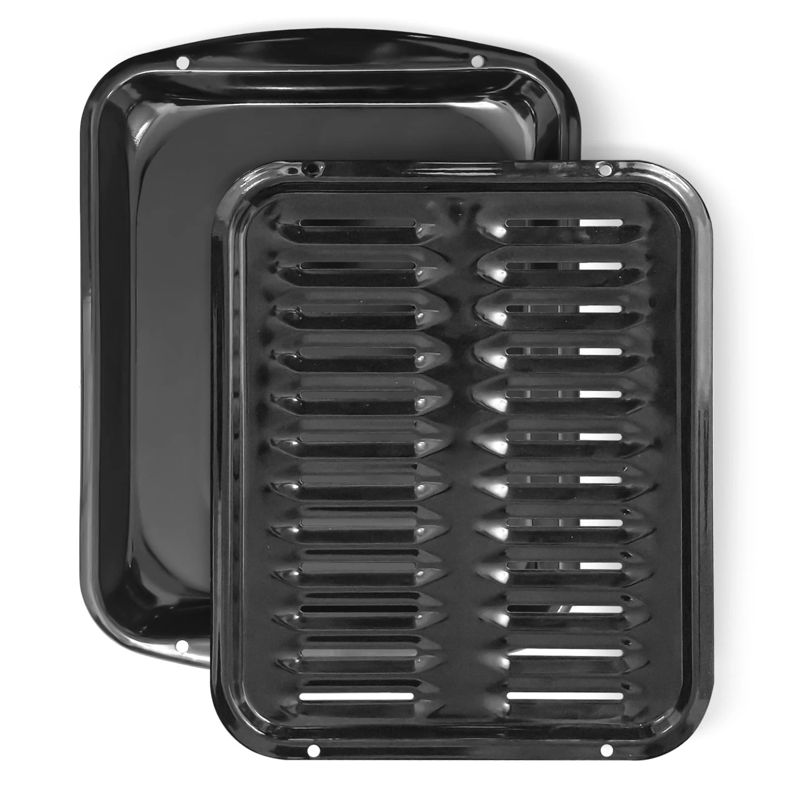 Broiler Pan for Oven Nonstick Porcelain Coated - 16.75” x 12.75” Black