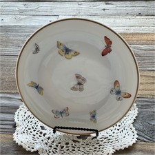Vintage Giraud Limoges France Butterfly Porcelain Salad Plates. Set of 5