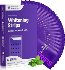 Purple Teeth Whitening Strips 21 Treatments, Enamel Safe - Non Sensitive Teeth W