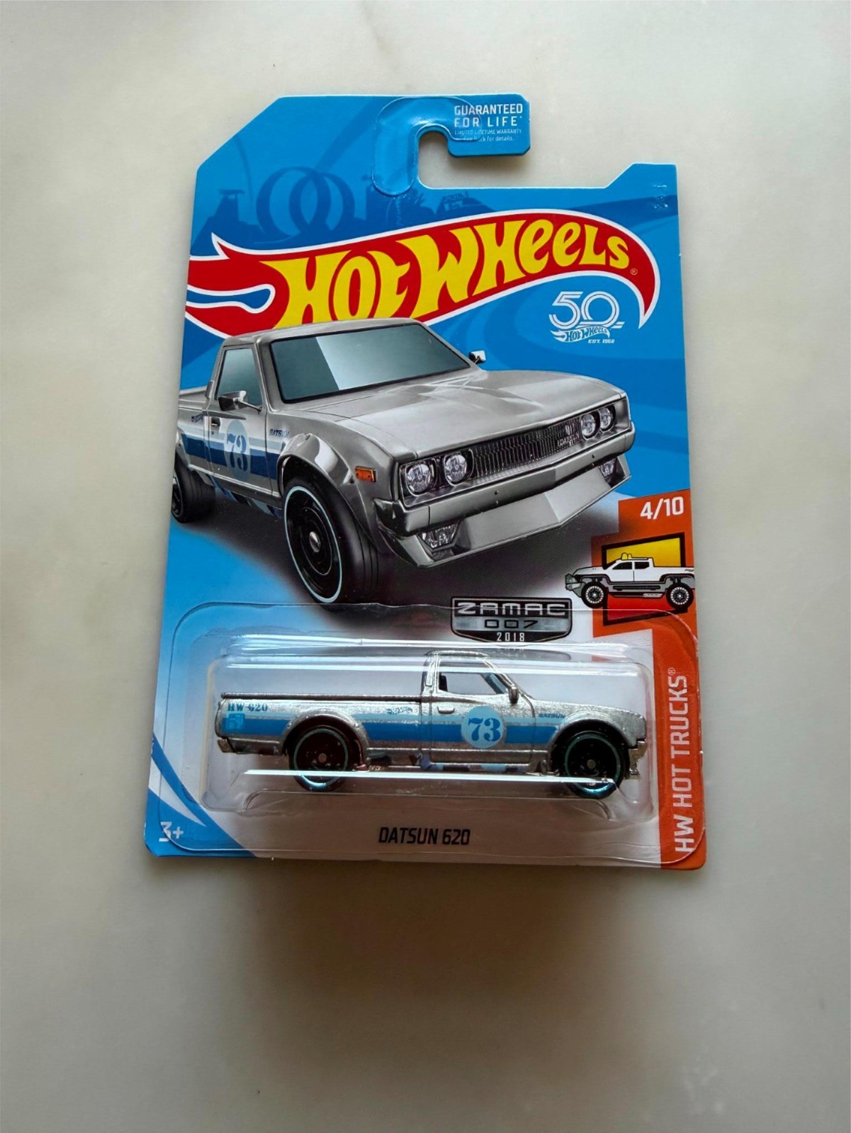 Hot Wheels 2018 HW Hot Trucks 4/10 ZAMAC Datsun 620 Silver Pickup J14