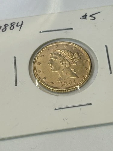 1884 Liberty Head Gold Coin Pre- 1933 US Gold Coin Half Dollar $5 Gold Coin
