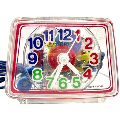 Vintage 80s Ingraham Transparent and Colorful Alarm Clock Toastmaster Tested