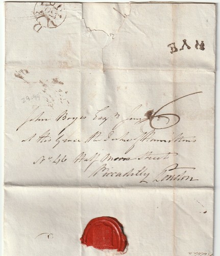 1798 CURVED SEGALE PMK & LONDON 'D' TAPPO CERCHIO ESTERNO CHARLES HAMILTON > JOHN BOYES  - Foto 1 di 3