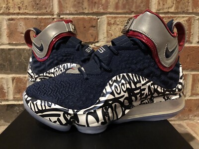 Size 4.5 - Nike LeBron 17 LeBron 4 Cold Blue Graffiti for sale