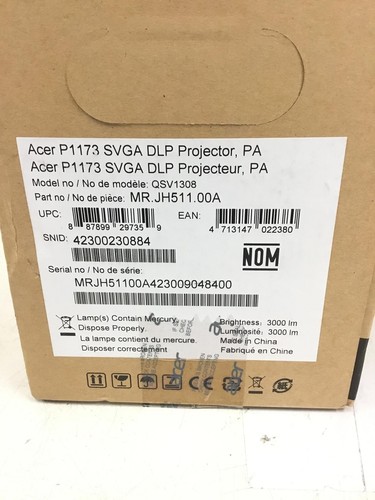 NEU Acer P1173 SVGA DLP 3.000 Lumen Projektor tragbares Heimkino QSV1308 - Bild 5 von 6