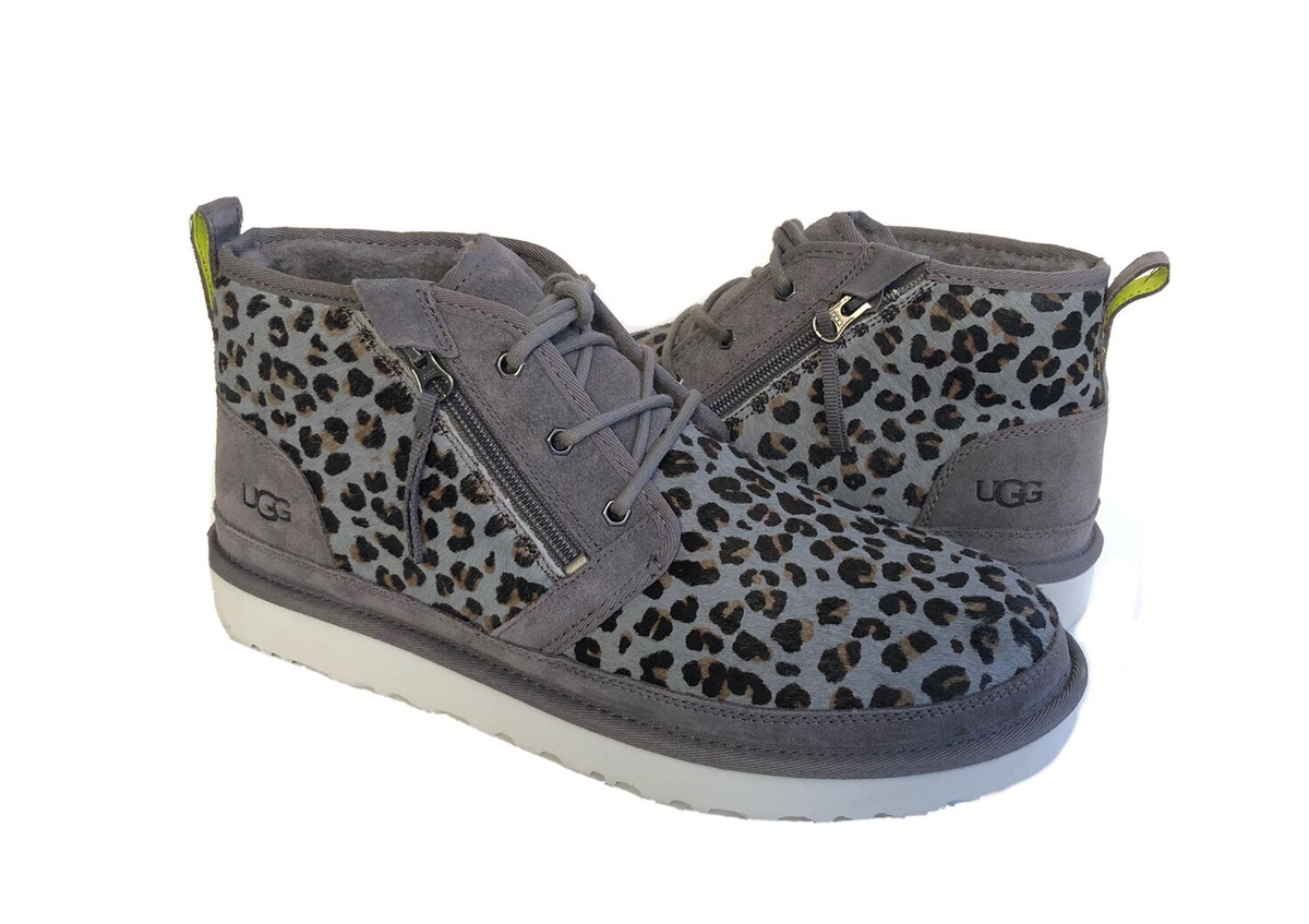 UGG MEN NEUMEL ZIP LEOPARD DARK GREY GRAY CHUKKA SHOE US 12 / EU