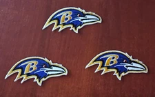 Baltimore Ravens Three 3" Iron On Embroidered Patches FREE Shipping!!